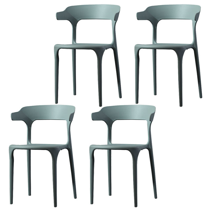 Silla de comedor de plástico escandinavo, sillón de cocina, silla con respaldo abierto
