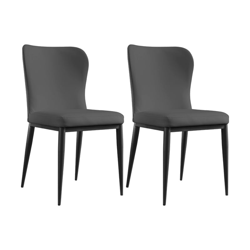 Sillas laterales de comedor con respaldo sólido contemporáneo Silla auxiliar de comedor de cuero para cocina