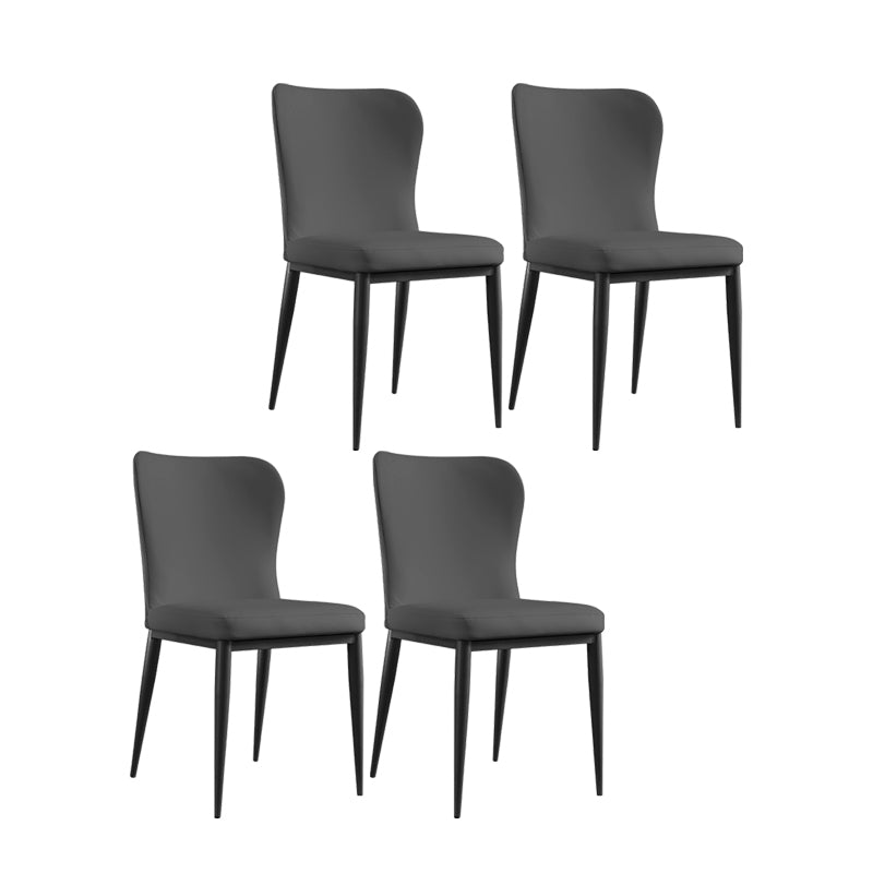 Sillas laterales de comedor con respaldo sólido contemporáneo Silla auxiliar de comedor de cuero para cocina