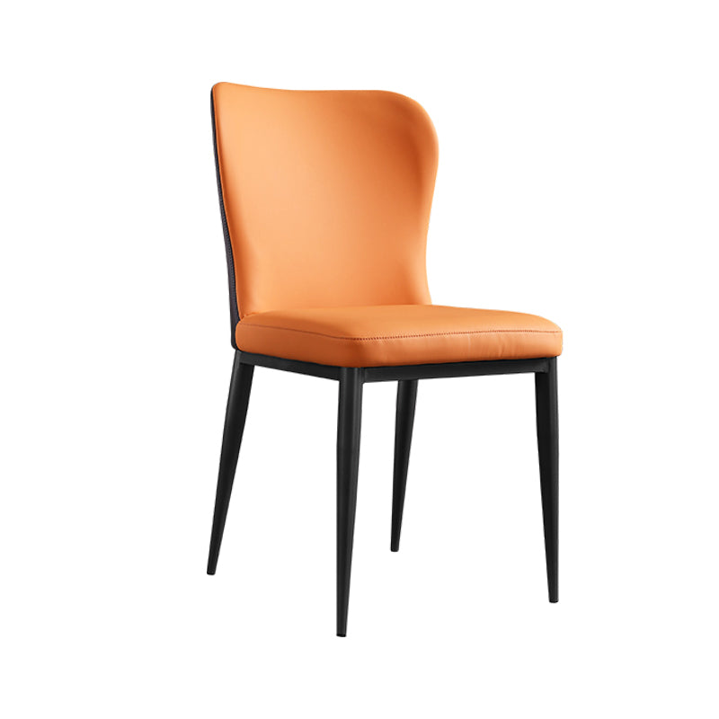 Sillas laterales de comedor con respaldo sólido contemporáneo Silla auxiliar de comedor de cuero para cocina