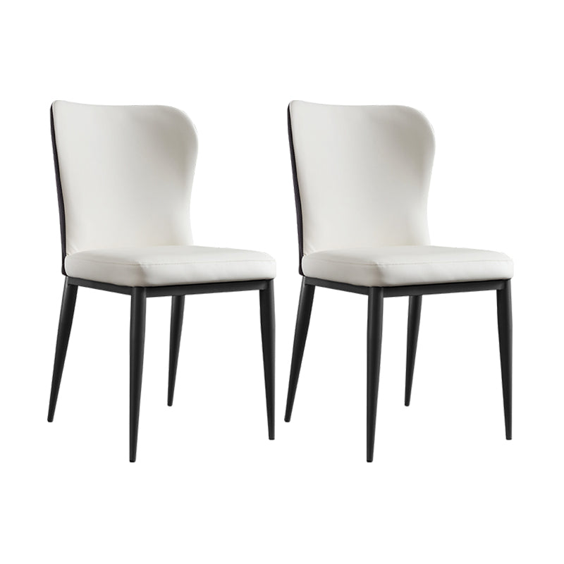 Sillas laterales de comedor con respaldo sólido contemporáneo Silla auxiliar de comedor de cuero para cocina