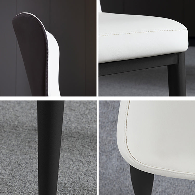 Sillas laterales de comedor con respaldo sólido contemporáneo Silla auxiliar de comedor de cuero para cocina