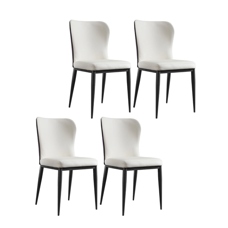 Sillas laterales de comedor con respaldo sólido contemporáneo Silla auxiliar de comedor de cuero para cocina