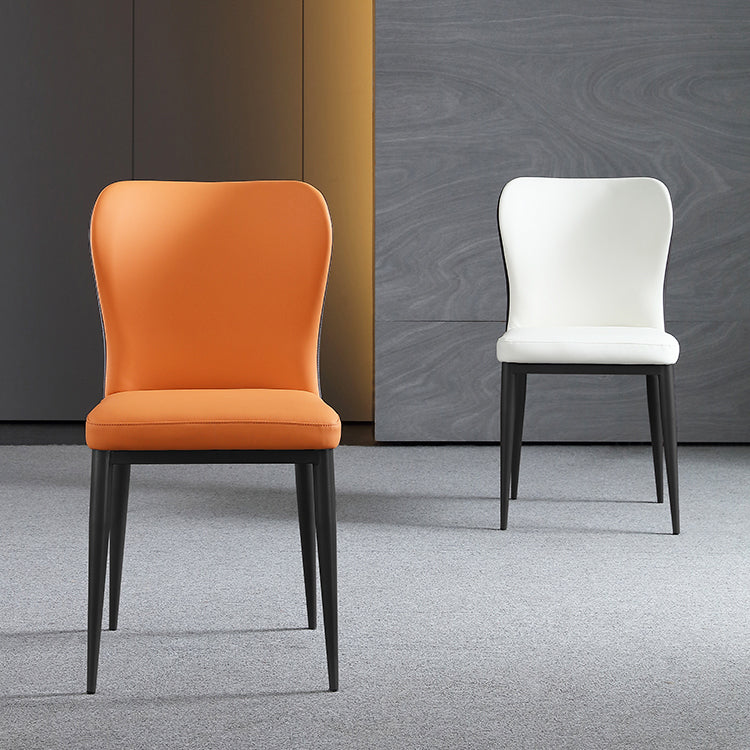 Sillas laterales de comedor con respaldo sólido contemporáneo Silla auxiliar de comedor de cuero para cocina