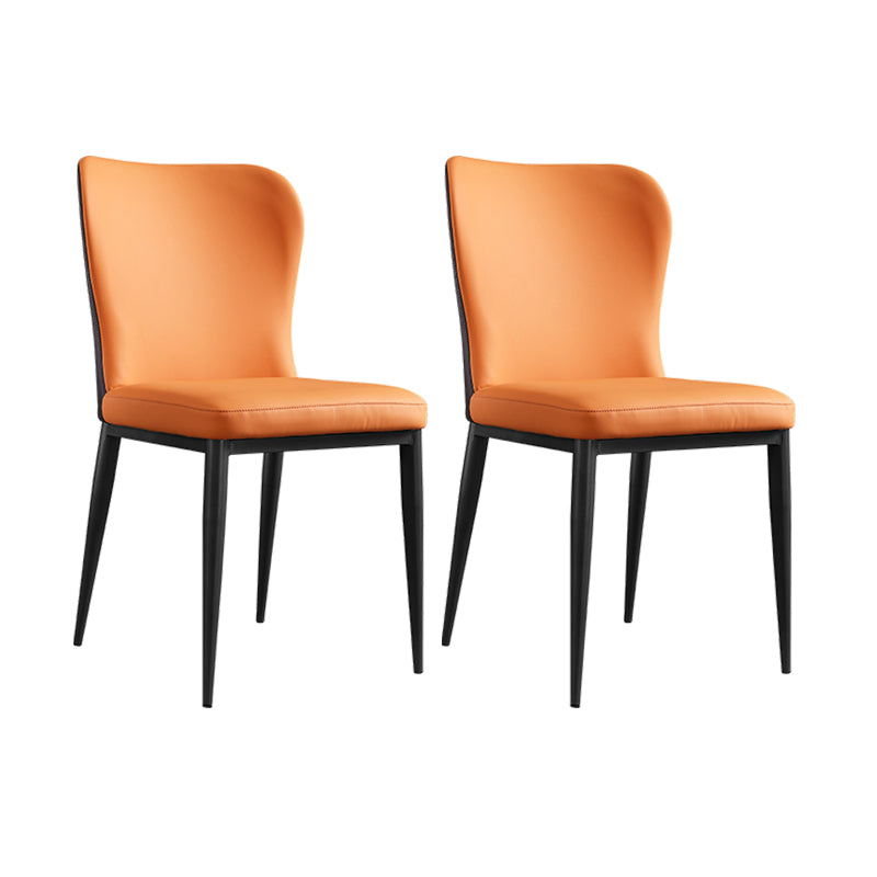 Sillas laterales de comedor con respaldo sólido contemporáneo Silla auxiliar de comedor de cuero para cocina