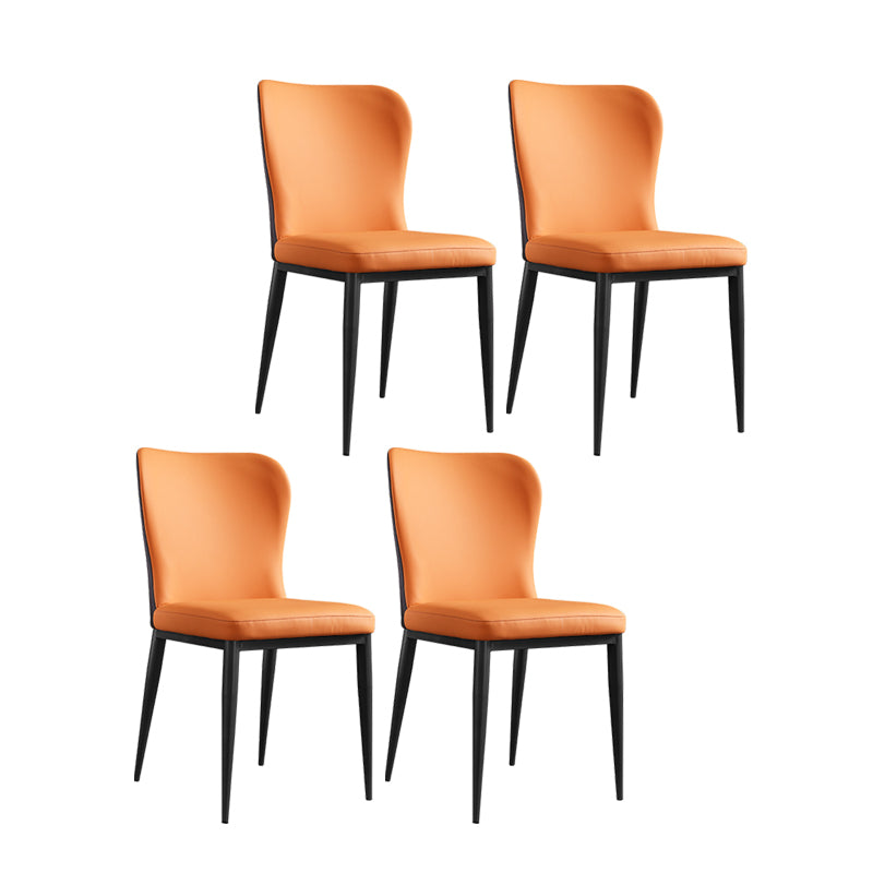 Sillas laterales de comedor con respaldo sólido contemporáneo Silla auxiliar de comedor de cuero para cocina