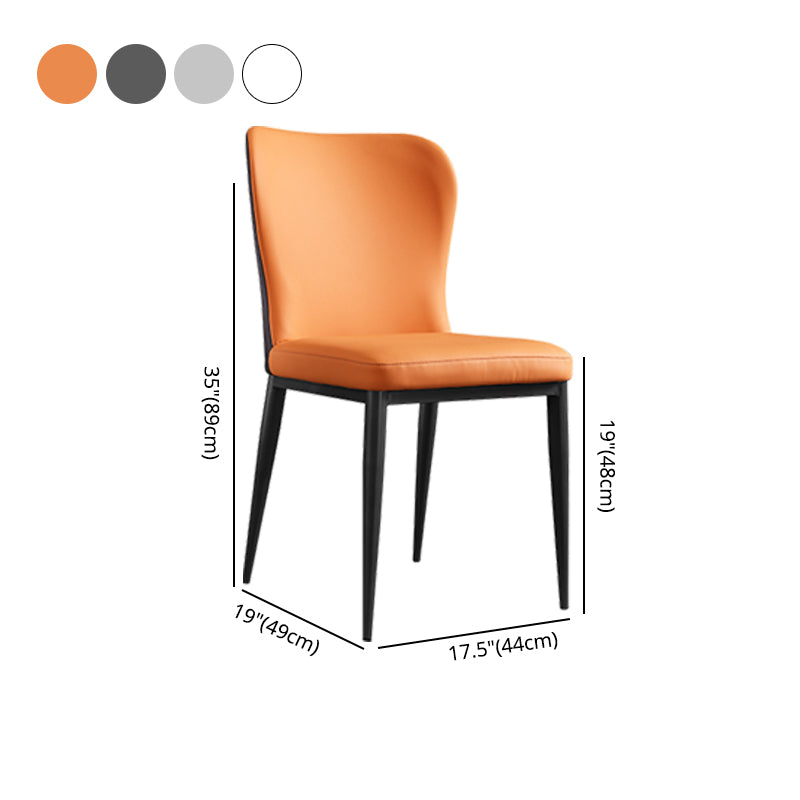 Sillas laterales de comedor con respaldo sólido contemporáneo Silla auxiliar de comedor de cuero para cocina