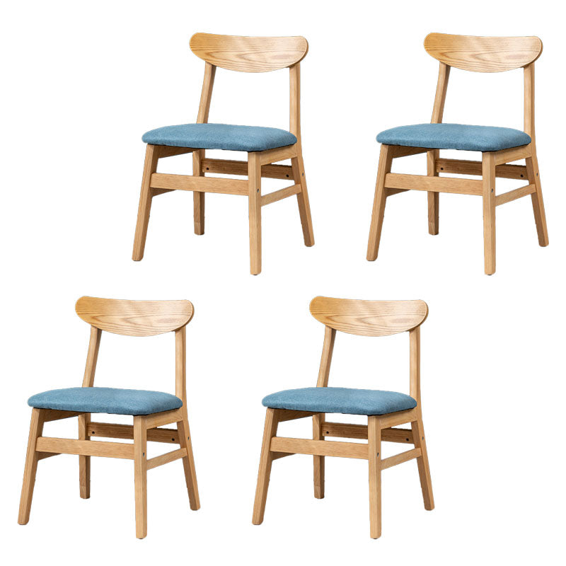 Silla lateral casera tapizada escandinava Silla de comedor natural con respaldo abierto