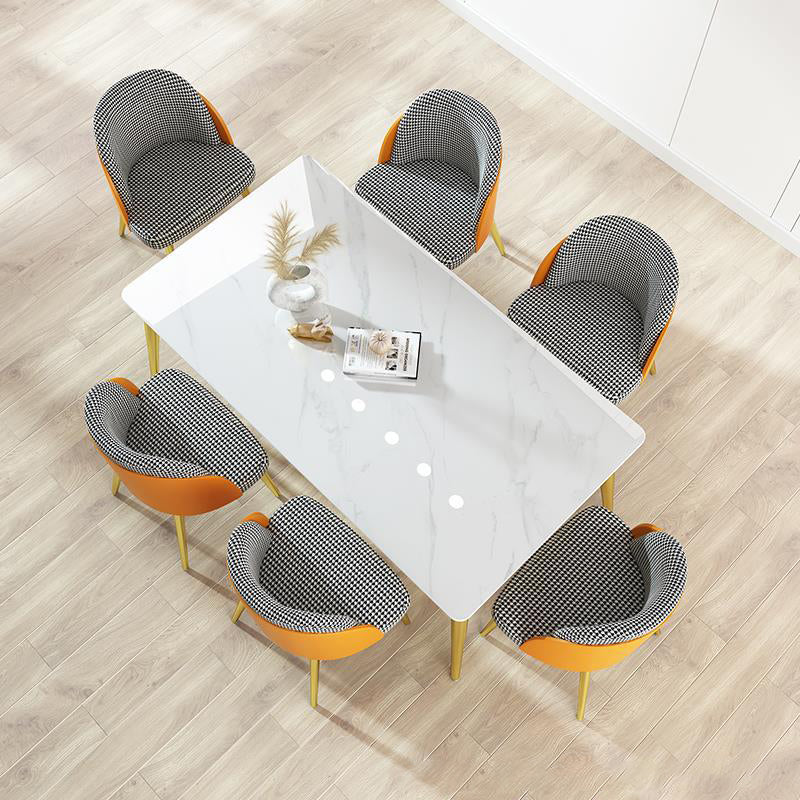 1/4/5/7 Pcs Metal Scandinavian Dining Room Set with Rectangle Table Dinette Set
