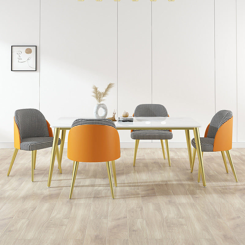 1/4/5/7 Pcs Metal Scandinavian Dining Room Set with Rectangle Table Dinette Set