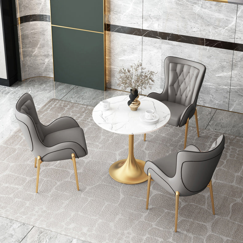 1/3/4/5 Pcs Metal Scandinavian Dining Room Set with Round Table Dinette Set