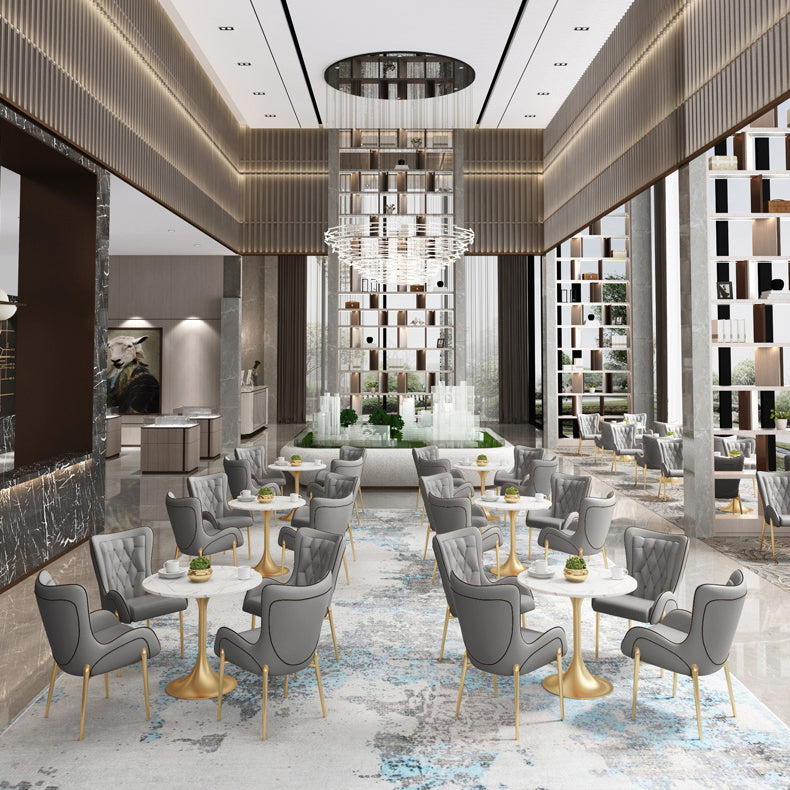 1/3/4/5 Pcs Metal Scandinavian Dining Room Set with Round Table Dinette Set