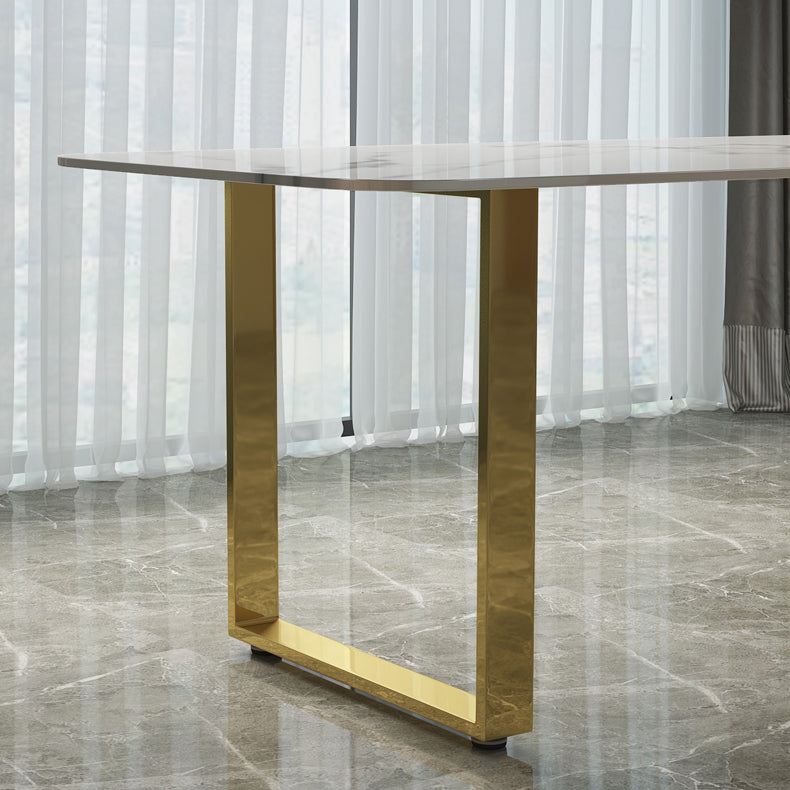 Luxury 1/2/5/7 Pieces Dining Set Sintered Stone Dining Table Set with Leather Chairs