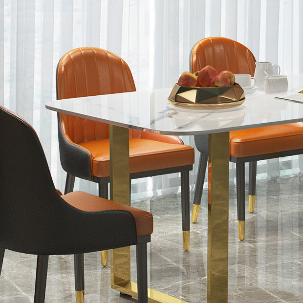 Luxury 1/2/5/7 Pieces Dining Set Sintered Stone Dining Table Set with Leather Chairs