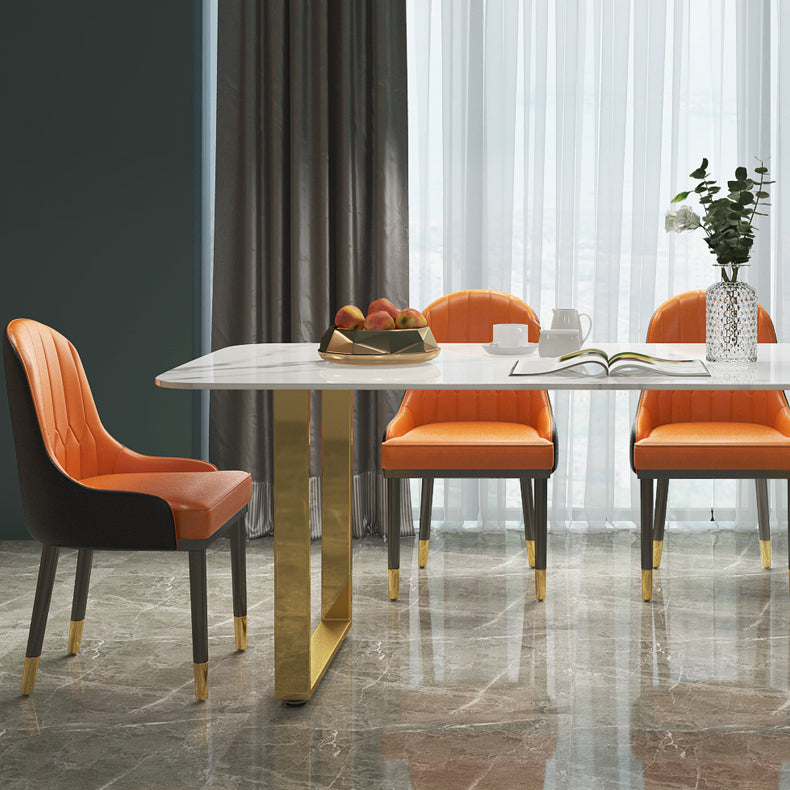 Luxury 1/2/5/7 Pieces Dining Set Sintered Stone Dining Table Set with Leather Chairs