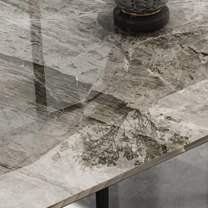 Modern 1/2/5/7 stuks grijs grijze eetterset sinteren stenen eettafel met lederen stoelen