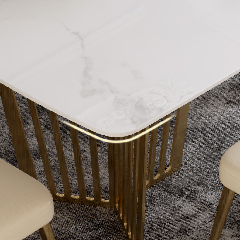 1/4/5/7 Pieces Luxury Dining Set Sintered Stone Dining Furniture with Leather Chairs