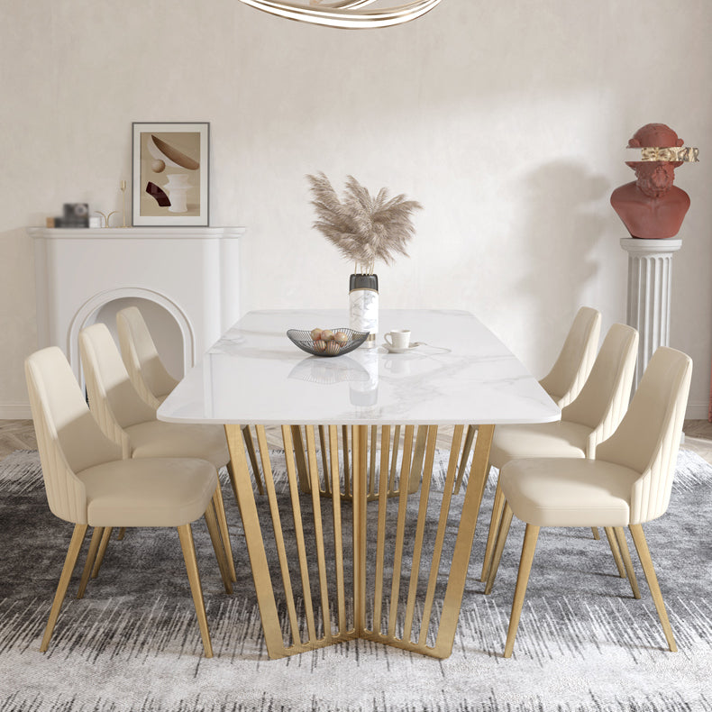 1/4/5/7 Pieces Luxury Dining Set Sintered Stone Dining Furniture with Leather Chairs