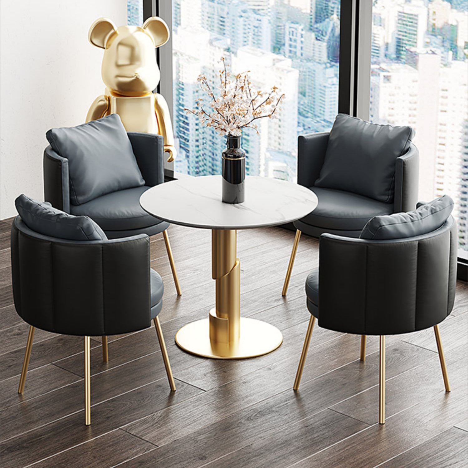 Glam 1/3/4/5 stukken Dinerset Witte Sintered Stone Eetting Table