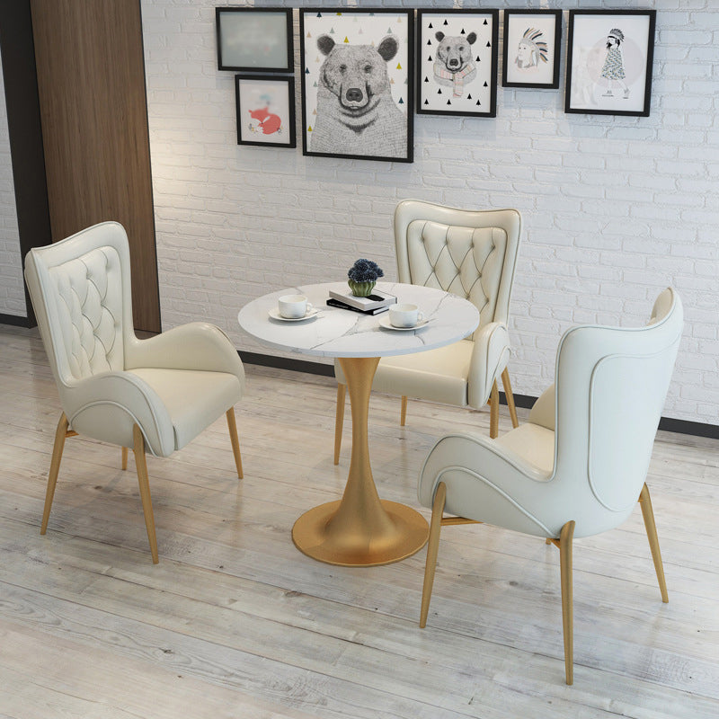 1/3/4/5 Pcs Metal Glam Dining Room Set with Round Table Dinette Set