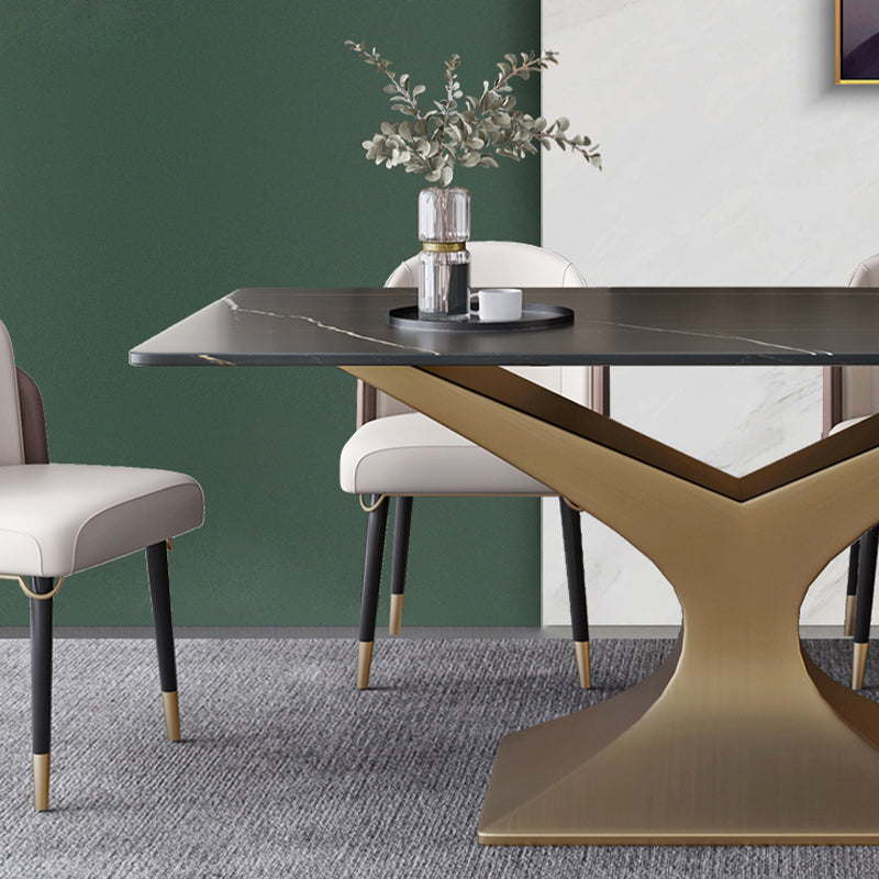 Luxury 1/2/5/ Pieces Dining Set Sintered Stone Dining Table Set with Leather Chairs