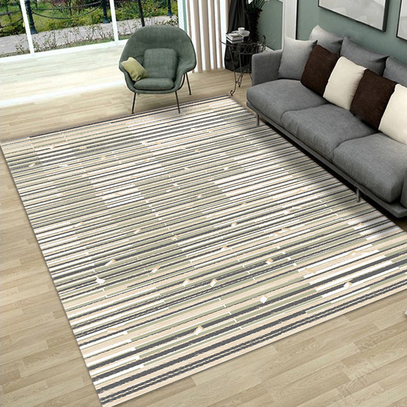 Gray Casual Rug Polyester Leaves Rug Stain Resistant Rug for Lving Room