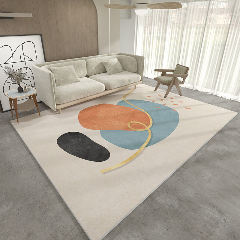 Beige Nordic Rug Polyester Color Block Rug Washable Rug for Living Room