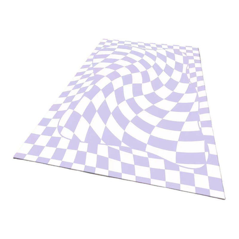 Leichter lila unregelmäßiger Check Teppich Polyester Moderner Teppich Waschbar Teppich für Wohnkultur