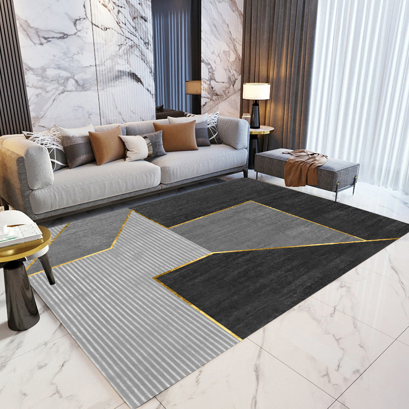 Gold Modern Teppich Polyester Graphic Teppich Waschbar Teppich für Wohnzimmer