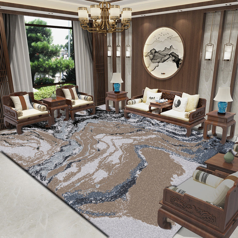 Gold Modern Rug Polyester Graphic Rug Washable Rug for Living Room