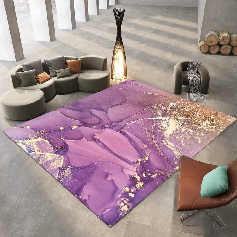Gold Modern Rug Polyester Graphic Rug Washable Rug for Living Room