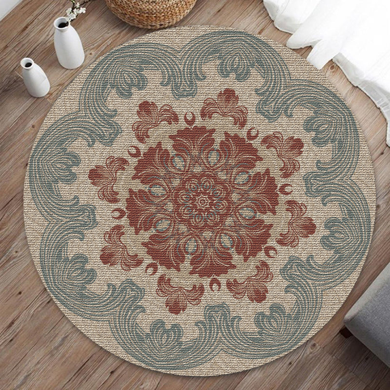 Brown Retro Carpet Polyester Graphic Area Carpet Washable Carpet for Home Decor