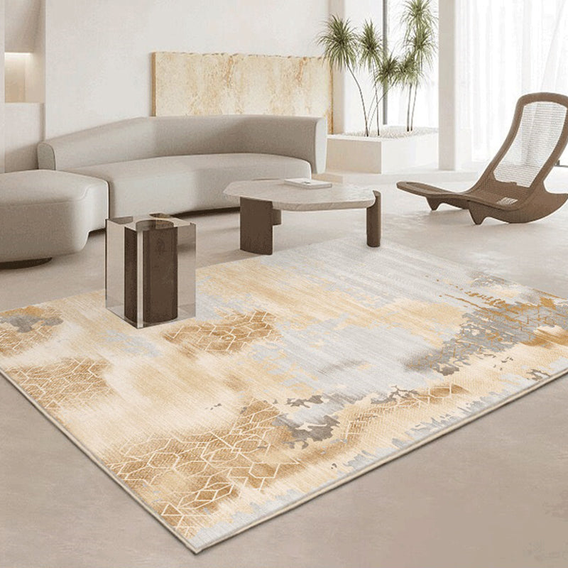 Beige Simple Rug Polyester Abstract Pattern Rug Washable Rug for Living Room