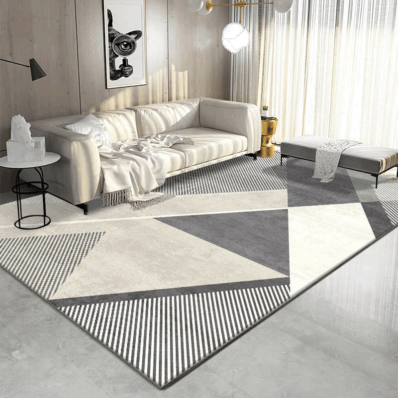 Beige Simple Rug Polyester Abstract Pattern Rug Washable Rug for Living Room
