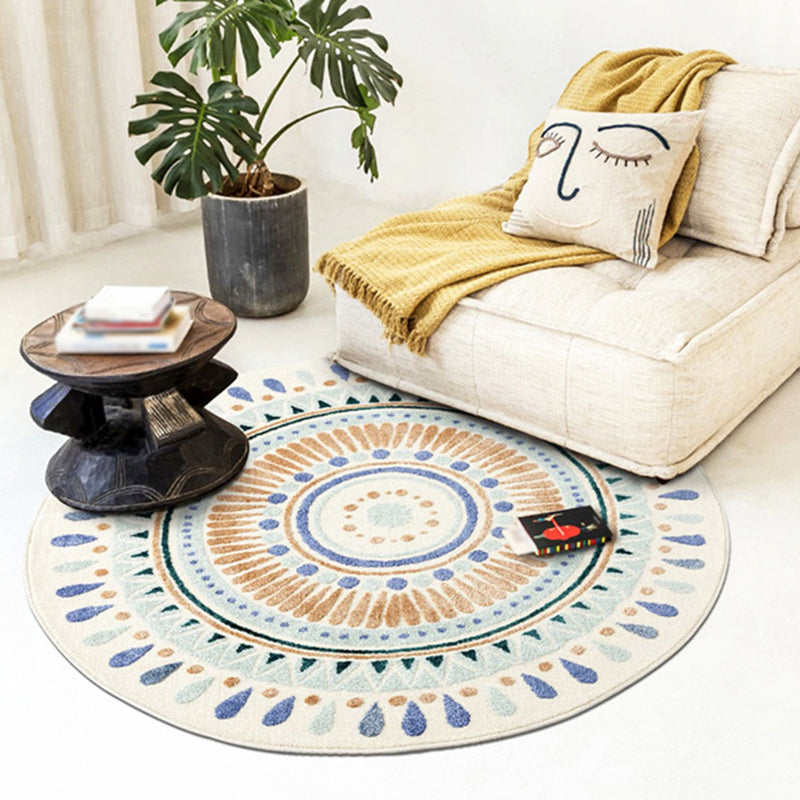Alfombra de alfombra redonda de estilo tradicional alfombra de alfombra resistente a las manchas para decoración del hogar