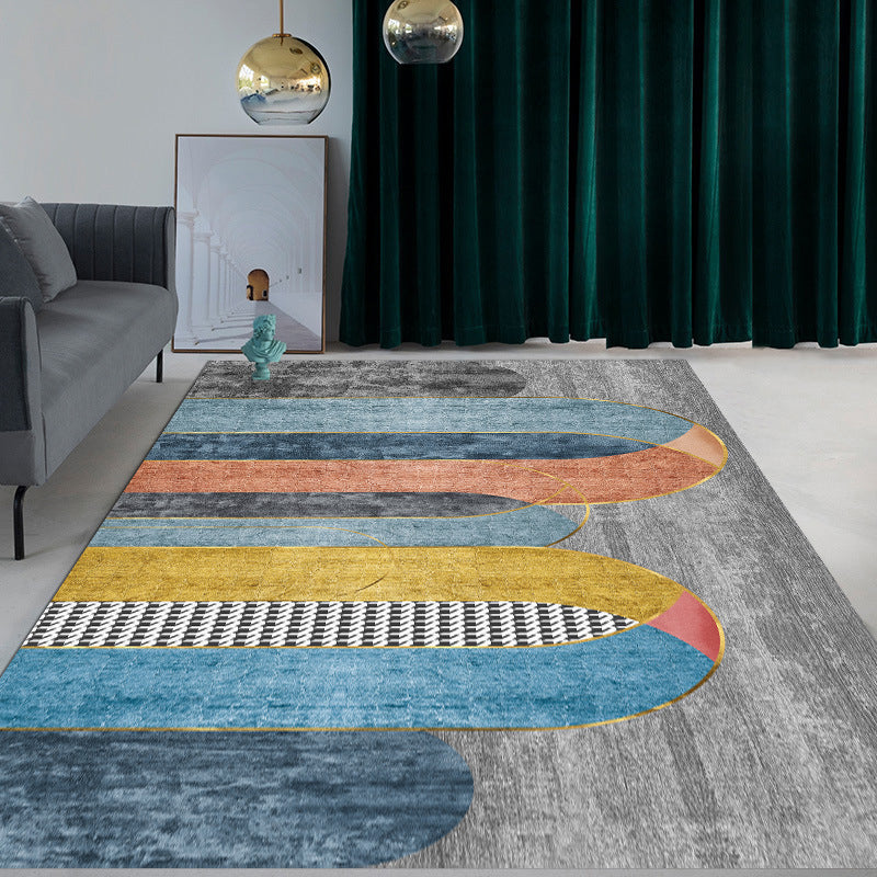 Light Luxury Pattern Carpet Polyester Carpet Washable Area Carpet for Living Room