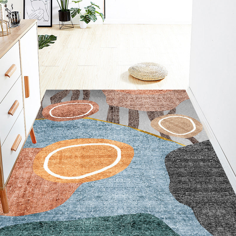 Color Block Rug Polyester Area Rug Stain Resistant Rug for Living Room Decor