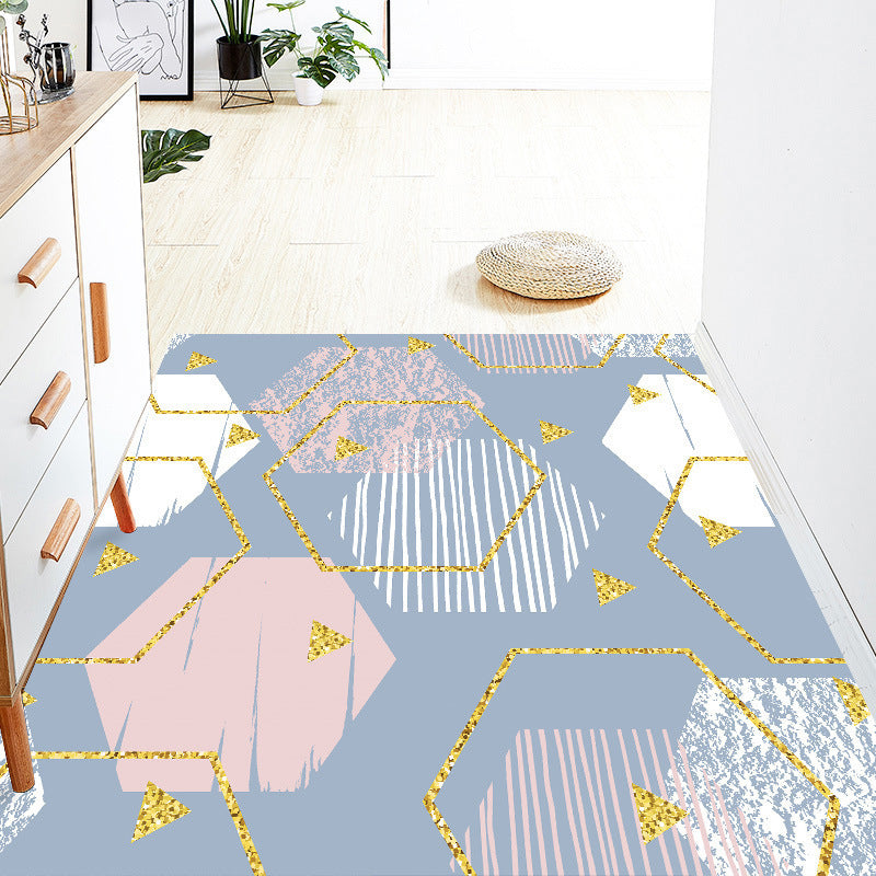 Color Block Rug Polyester Area Rug Stain Resistant Rug for Living Room Decor