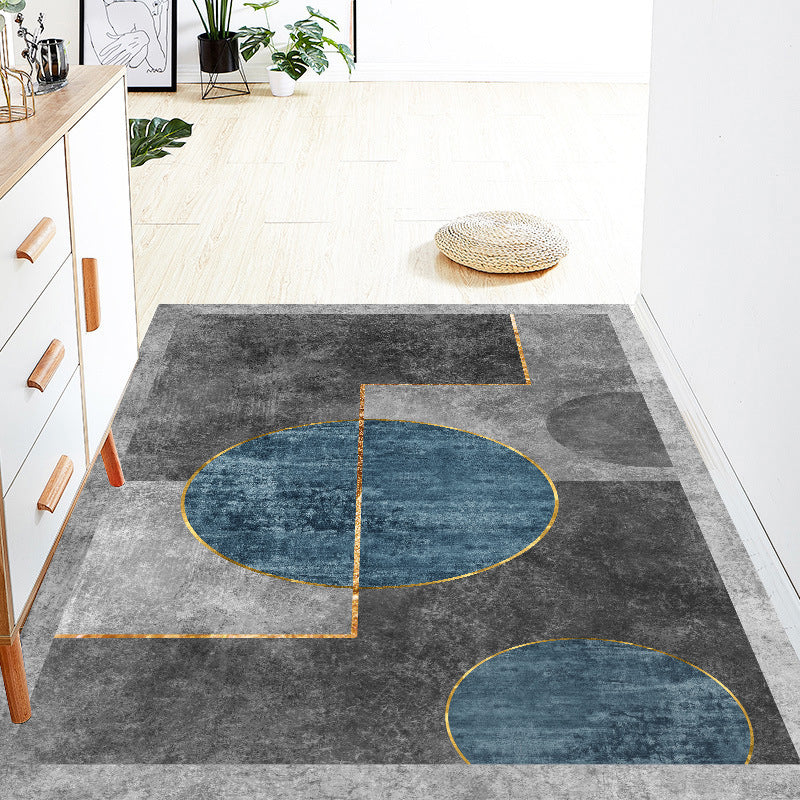 Color Block Rug Polyester Area Rug Stain Resistant Rug for Living Room Decor