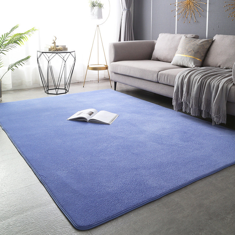 Indoor Carpet Pure Color Polyester Area Rug Anti-Slip Easy Care Rug for Bedroom