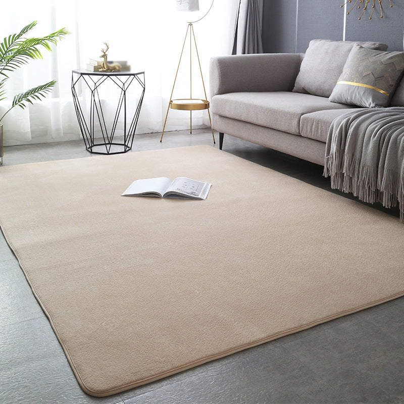 Indoor Carpet Pure Color Polyester Area Rug Anti-Slip Easy Care Rug for Bedroom