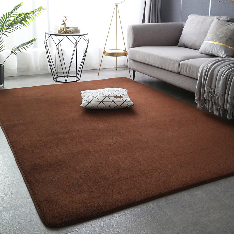 Indoor Carpet Pure Color Polyester Area Rug Anti-Slip Easy Care Rug for Bedroom