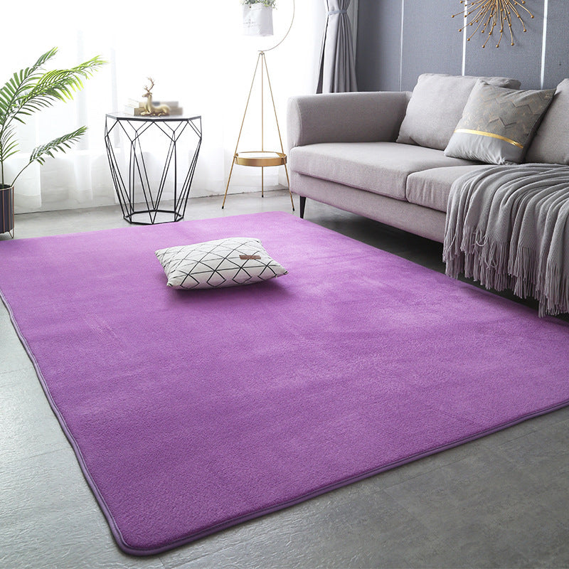 Indoor Carpet Pure Color Polyester Area Rug Anti-Slip Easy Care Rug for Bedroom