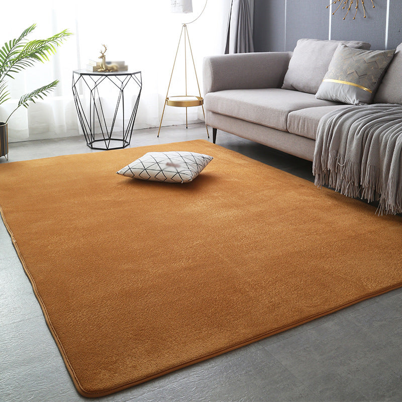 Indoor Carpet Pure Color Polyester Area Rug Anti-Slip Easy Care Rug for Bedroom