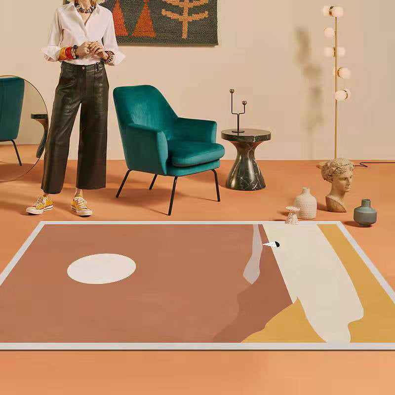 Postmodern Block Rug Polyester Indoor Rug Washable Area Rug for Living Room Decor