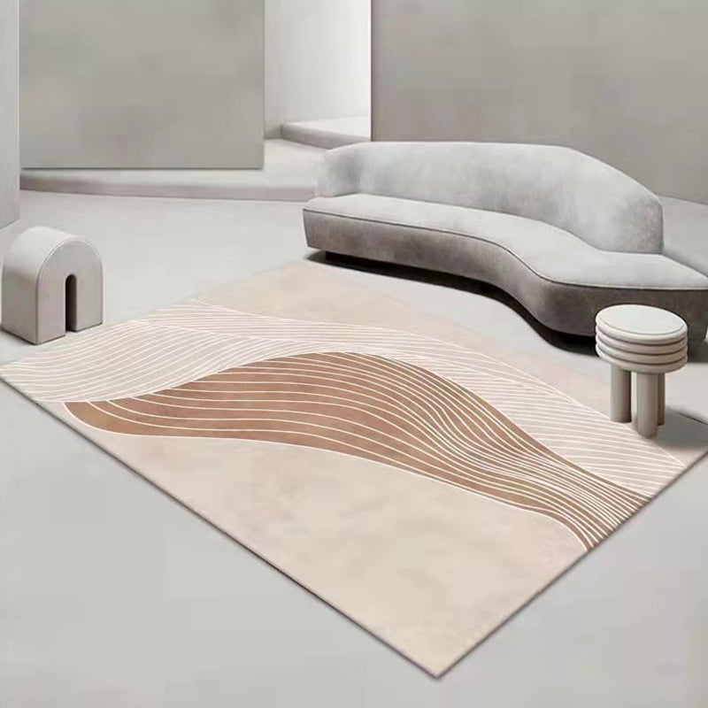 Gray Circle Carpet Polyester Casual Carpet Non-Slip Backing Carpet for Drawing Room