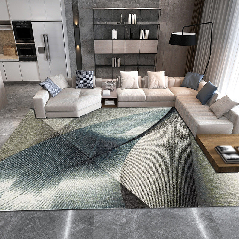Hellgrau moderner Teppich Polyester Grafik Teppich Färbung widerstandsfähiger Teppich für Wohnzimmer