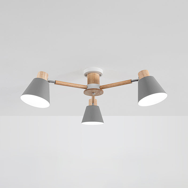 Multi Light Cone Hanging Pendant Modern Macaron Style Metal Hanging Lighting for Bedside