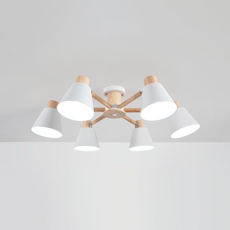 Multi Light Cone Hanging Pendant Modern Macaron Style Metal Hanging Lighting for Bedside