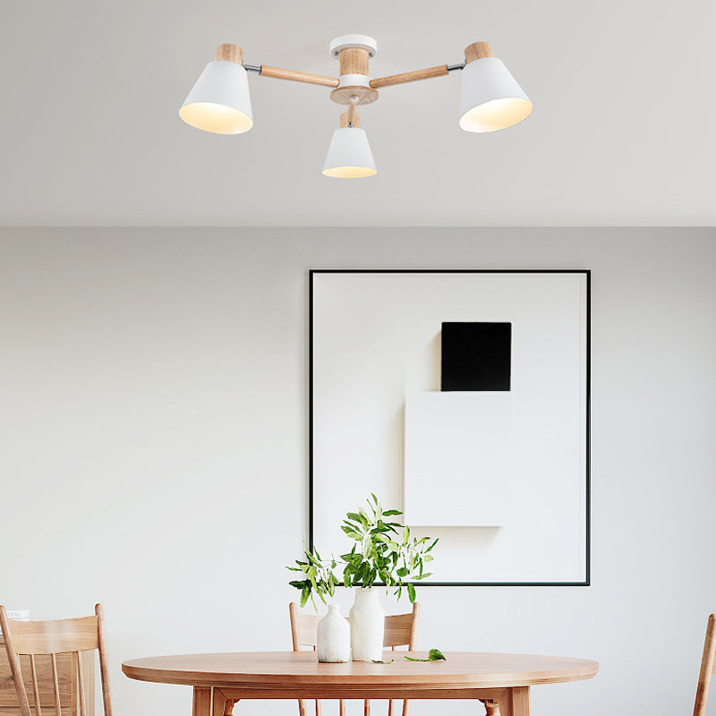 Multi Light Cone Hanging Pendant Modern Macaron Style Metal Hanging Lighting for Bedside